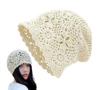 Gkumgwo Gorros de ganchillo para mujer, gorro con agujeros de flores, transpirable, ligero, elástico, de punto, gorro de verano para mujer, ocio y exterior