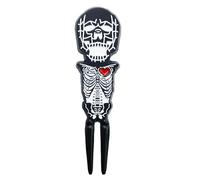 Gkumgwo Herramienta de reparación de marcas de bola, fijador de divot en forma de calavera, accesorios de horquilla de aleación de zinc, suministros portátiles de golf para coleccionista de cancha de