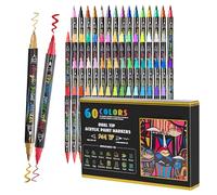 Gkumgwo Marcadores para colorear | Juego de bolígrafos artísticos | 60 colores creativos acrílicos finos y punta de pincel para dibujar niños vidrio tela madera