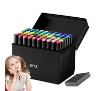 Gkumgwo Rotuladores Artísticos - Rotuladores Alcohol de 60 Colores,Punta Chisel y Fina para Bocetos, Dibujo y Suministros de Arte, Bolígrafo de Pintura Base Aceite para Papel, Tela y Diarios