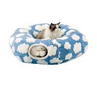Gkumgwo Túnel de juego de gatos | Nido lavable con cojín extraíble | Túnel para gatos Donut Cama | Para enriquecer el sueño de gatitos Perro Interior Balcón Apartamento