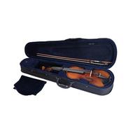 GKW Music Kit de violín para principiantes, juego de violín de madera maciza con acabado mate con diapasón de ébano, cordal de fibra de carbono, estuche triangular, arco y colofonia para estudiantes y