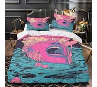 GKWEQPQWK Arte del Grito Impresión 3D 3 Piezas Funda de colchón Estilo Surrealista psicodélico Funda de edredón Microfibra Transpirable Cierre Cremallera para bebés Chicos Mujeres Single (135x200cm)