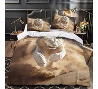GKWEQPQWK León Salvaje Cargando Impresión 3D 3 Piezas Funda de edredón Arte de Vida Salvaje cubrecama Microfibra morbida antiácaros para Chicas Adolescentes Mujeres King（220x240cm）