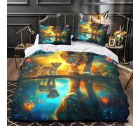 GKWEQPQWK Padre león Impresión 3D 3 Piezas Funda de edredón Arte fantástico de Vida Salvaje cubrecama Microfibra Transpirable antiácaros para niños Adolescentes Adultos Double（200x200cm）