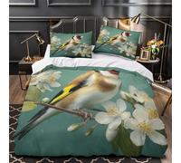 GKWEQPQWK Pájaro jilguero Impresión 3D 3 Piezas cubrecama Estilo de Pintura de la Naturaleza Funda de edredón Microfibra Cierre Cremallera antiácaros para bebés Adolescentes Adultos King（220x240cm）