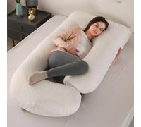 GKXLH Almohada suave de embarazo, almohada de maternidad de cuerpo completo en forma de J para mujeres embarazadas con funda de poliéster, 71 x 145 cm, blanca, lisa, lavable