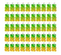 GKYQVE 50 piezas de mezcla vibrante de osos coloridos accesorios colgantes de resina resistente para personalizar la decoración de uso diario adornos de oso de moda, talla única, como se describe