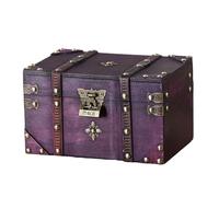GKYQVE Antique Inspires - Baúl de almacenamiento de metal con tapa, organizador decorativo para el hogar con para joyas, documentos, caja de madera decorativa para baratijas y documentos