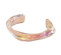 GKYQVE Brazalete geométrico irregular acrílico con efecto de cambio de color, ligero, cómodo, accesorio de moda, brazalete de gran tamaño, arco iris, inspirado en el arte moderno, joyería festiva