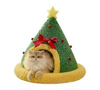 GKYQVE Cama cálida para mascotas con interior de felpa desmontable para gatos, perros, decoración de invierno, cama de Navidad, casa temática navideña