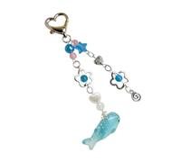 GKYQVE Colgante de ballena con cadena de cuentas con hebilla de corazón, llavero portátil de animales marinos, accesorio elegante para llaves, bolsos, bolso, accesorio de teléfono de moda, azul, Talla