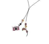 GKYQVE Collar ajustable con colgante de cámara de película marrón, esmaltado vintage, para mujeres y hombres