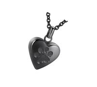 GKYQVE Collar de metal con forma de corazón con diseño de garra y diseño de huellas de mascotas, con cierres seguros para conservar recuerdos de recuerdos, cenizas de mascotas, cadena para el cuello
