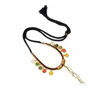 GKYQVE Collar tibetano con colgante de algodón frotado a mano, cadena de cuello de cuerda trenzada de 5 vías, dios de la riqueza, cadena de clavícula, accesorios de cadena de clavícula, talla única