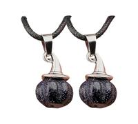 GKYQVE Collar unisex de cordón negro con dije de sombrero de bruja de calabaza y accesorio de piedra de ágata natural, collar de calabaza de Halloween, One Size, como se describe, como se describe
