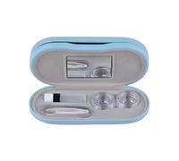GKYQVE Contacts Lenes Box Set de caja de lentes de poliuretano con estuche multifunción de espejo para lentes de ojos para mujeres y niñas, funda ligera, azul claro