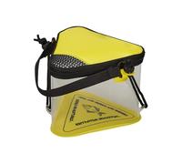 GKYQVE Cubo de pesca triangular para cebos vivos, cubo de agua portátil, plegable, pececillo vivo con tapa de red