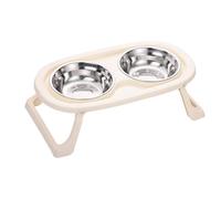 GKYQVE Cuencos elevados para perros de color pastel con soporte ajustable, doble plato a prueba de salpicaduras para alimentar a doble tazón para mascotas, comedero ABS