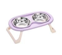 GKYQVE Cuencos elevados para perros de color pastel con soporte ajustable, doble plato a prueba de salpicaduras para alimentar a doble tazón para mascotas, comedero ABS