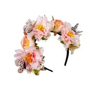 GKYQVE Diadema étnica con flores de mariposa para fiestas, bodas, festivales de México, celebración, accesorios de vacaciones, diadema de flores