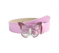 GKYQVE Elegante cinturón de piel sintética para la cintura, adorno decorativo con hebilla de mariposa con diamantes de imitación para mujeres de moda de piel sintética, B, Taille unique