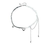 GKYQVE Elegante collar con colgante de borlas de corazón, cadena de clavícula para creadores de tendencias, joyería ligera, regalo del día de San Valentín, collar con borlas de estrella