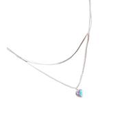 GKYQVE Elegante collar con colgante de corazón doble con piedra lunar para mujer, diseños de longitud ajustable, cadena de clavícula, uso casual, joyería de uso diario, talla única, como se describe