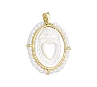 GKYQVE Elegante collar ovalado con colgante de la Virgen María, hecho a mano de materiales de latón y perlas de agua dulce, uso casual, colgante religioso de moda, talla única, como se describe, como