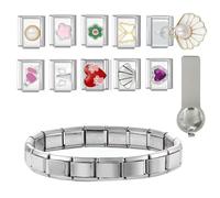 GKYQVE Elegante juego de abalorios de inspiración italiana con eslabones de acero inoxidable resistente para hacer joyas creativas para hombres y mujeres