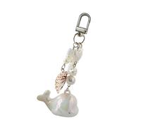 GKYQVE Elegante llavero con colgante de corazón de ballena, decoración de aleación ligera, accesorio para uso diario y compradores, encantador colgante de ballena para fiestas y conversaciones, blanco