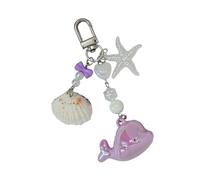 GKYQVE Elegante llavero con colgante de corazón de ballena, decoración de aleación ligera, accesorio para uso diario y compradores, encantador colgante de ballena para fiestas y conversaciones, Morado
