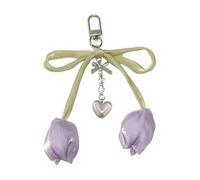 GKYQVE Elegante llavero con diseño de flores, diseño de flores, delgado, transportable, regalo de moda, para ella, dulce sensación, llavero, Morado (, Talla única