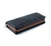 GKYQVE Estuche de cuero para bolígrafos para mujeres y hombres, estuche de cuero con cremallera, ranuras elásticas para lápices de colores, estuche para lápices de estudiantes, Black