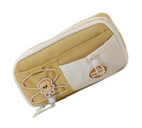 GKYQVE Estuche de poliéster de alta capacidad con 8 secciones, organizador de lápices multicapa para escuela, oficina, 23 x 12 x 8 cm, estuche de poliéster, Amarillo, Mass Beauty
