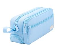 GKYQVE Estuche estético multicapa para bolígrafos, organizador escolar para gomas de borrar, marcadores, tijeras, almacenamiento, bolsa multicapa, caja de gran capacidad, azul claro