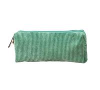 GKYQVE Estuche multifuncional de pana para lápices, con cremallera, gran capacidad, para estudiantes, cosméticos, maquillaje, verde oscuro