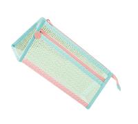 GKYQVE Estuche transparente para lápices de doble capa, soportes para bolígrafos, bolsa de gran capacidad, suministros de vuelta a la escuela, bolsa de malla transparente de doble capa para