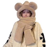 GKYQVE Guantes de invierno de moda para mujeres y hombres, suaves con capucha para clima frío, accesorios de invierno, sombrero de trampero para hombres, mujeres y niños, caqui, SSS