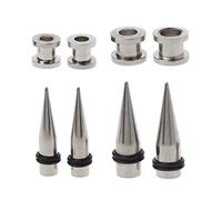 GKYQVE Juego de 2 pares sofisticados de 7 mm y 9 mm de acero inoxidable para oreja, dilatadores y túneles de acero inoxidable