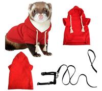 GKYQVE Juego de sudadera con capucha y arnés de hurones para actividades al aire libre, suéter de forro polar seguro para mascotas que caminan hurones