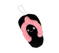 GKYQVE Llavero de felpa acogedor con función de sonido chirriante, decoración colgante para mochilas, regalos, niñas, adolescentes, encantador dije de zapato de animal, Negro, Talla única