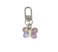 GKYQVE Llavero de resina portátil con diseño de mariposa con cara sonriente, dije de bolsa vibrante, para cumpleaños de niñas, llavero colorido de mariposa, Morado (, Talla única