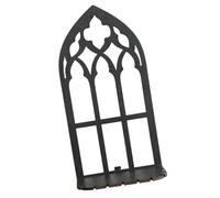 GKYQVE Mystical - Estante flotante de pared de madera negro hueco con marco de ventana, estantes colgantes para exhibición de cristales, decoración de dormitorio, estante de pared vintage