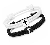 GKYQVE Paquete de 2 cómodas pulseras de cuerda ajustables con símbolo ideal para parejas, expresión de fe, regalo de cuerda trenzada, talla única, como se describe