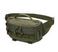 GKYQVE Riñonera a prueba de salpicaduras, bolsa de pesca al aire libre, viajes, deportes, riñonera para hombres y mujeres, paquete portátil de gran capacidad, Verde militar, Talla única