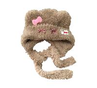 GKYQVE Sombrero de oso de peluche para mujer, con orejas de gato, lazos, casual, encantador, accesorio de invierno para trajes de moda, moda juvenil
