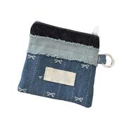 GKYQVE Tarjetero de moda para niñas, resistente al desgaste, con múltiples bolsillos, monedero para dinero en efectivo, uso diario, cartera pequeña para tarjetas, Lazo azul oscuro, Mass Beauty