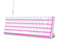 GKYQVE Teclado mecánico al 60 por ciento, inyecciones de dos colores con retroiluminación de 68 teclas, interruptores táctiles, teclado USB pequeño, teclado mecánico