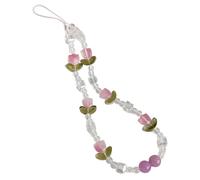 GKYQVE Upgrades - Correa de cadena para teléfono con cuentas y perlas y flores, llavero de muñeca, cómodo para mujeres y niñas, correa floral no perdida